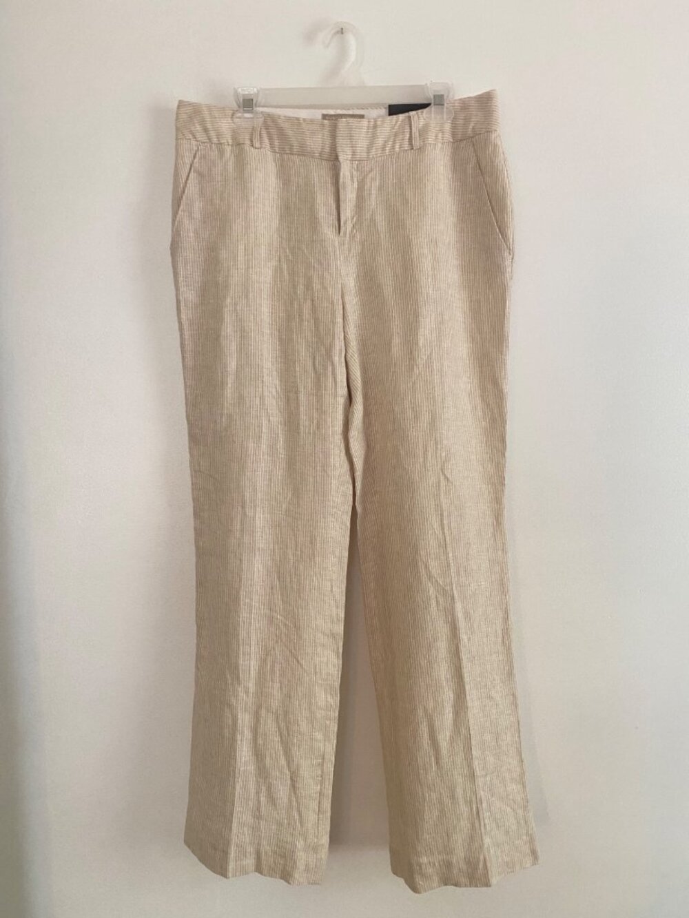 Banana Republic Women's Martin Fit Beige Linen Trouser Pants Size 10